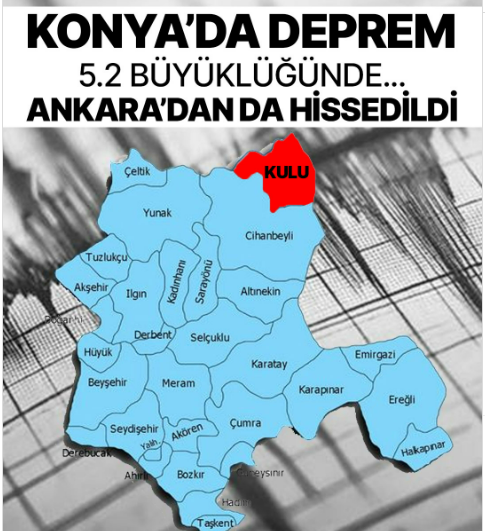 Konya Kulu’da 5.2 Büyüklüğünde Deprem Meydana Geldi